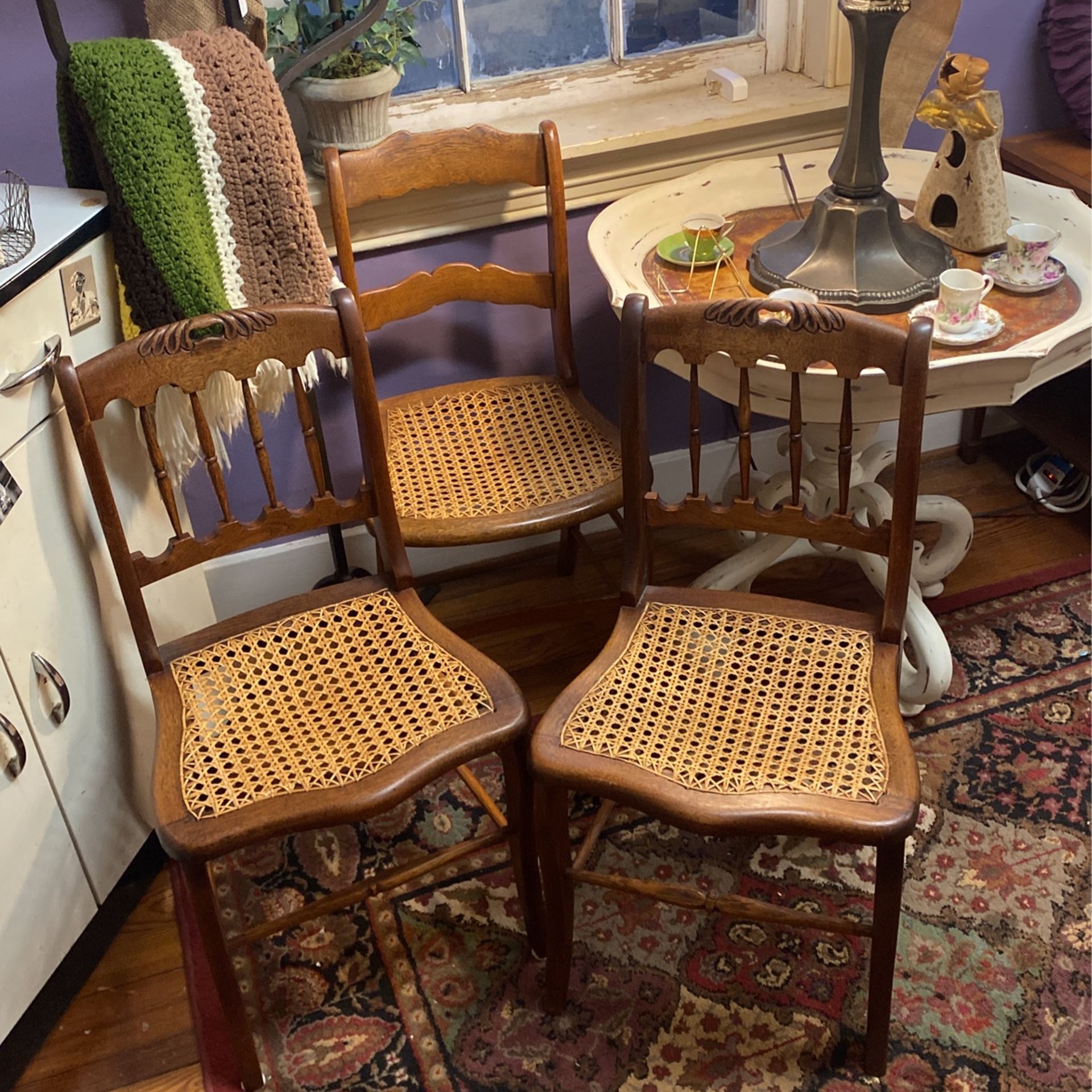 3 Vintage Wicker Chairs For $ 49.99