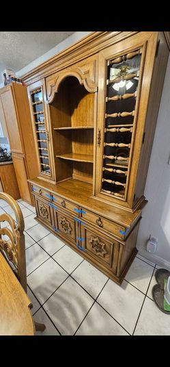Thomasville table and China cabinet oak wood