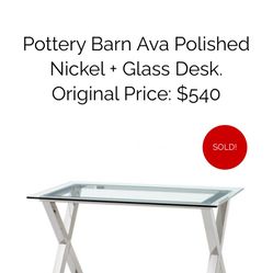 Pottery Barn Glass Top desk