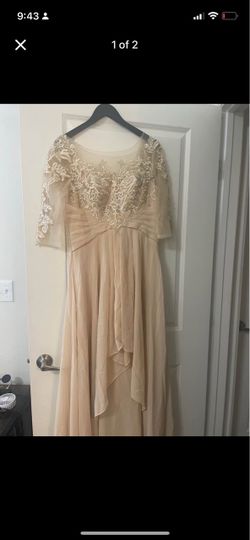 Elegant Champagne High-Low Formal Dress Size Large