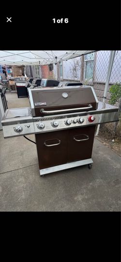 Cabinet Style with Rear Burner Brown 5-Burner Liquid Propane Gas Grill 1