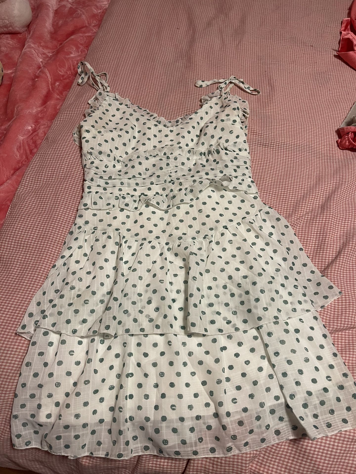 Pretty Green And White Polka Dot Sundress