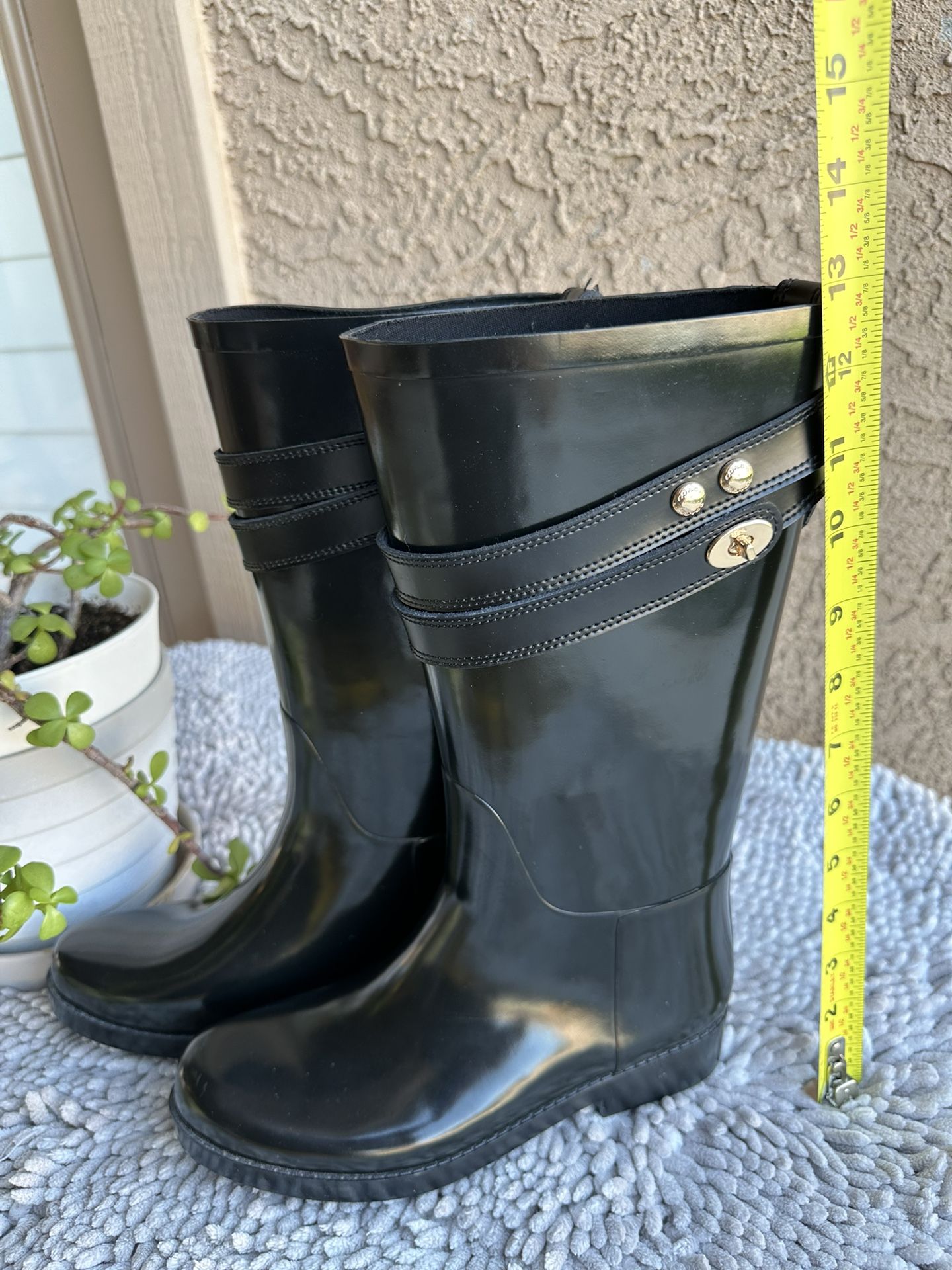 Coach Rubber Leather Boots 