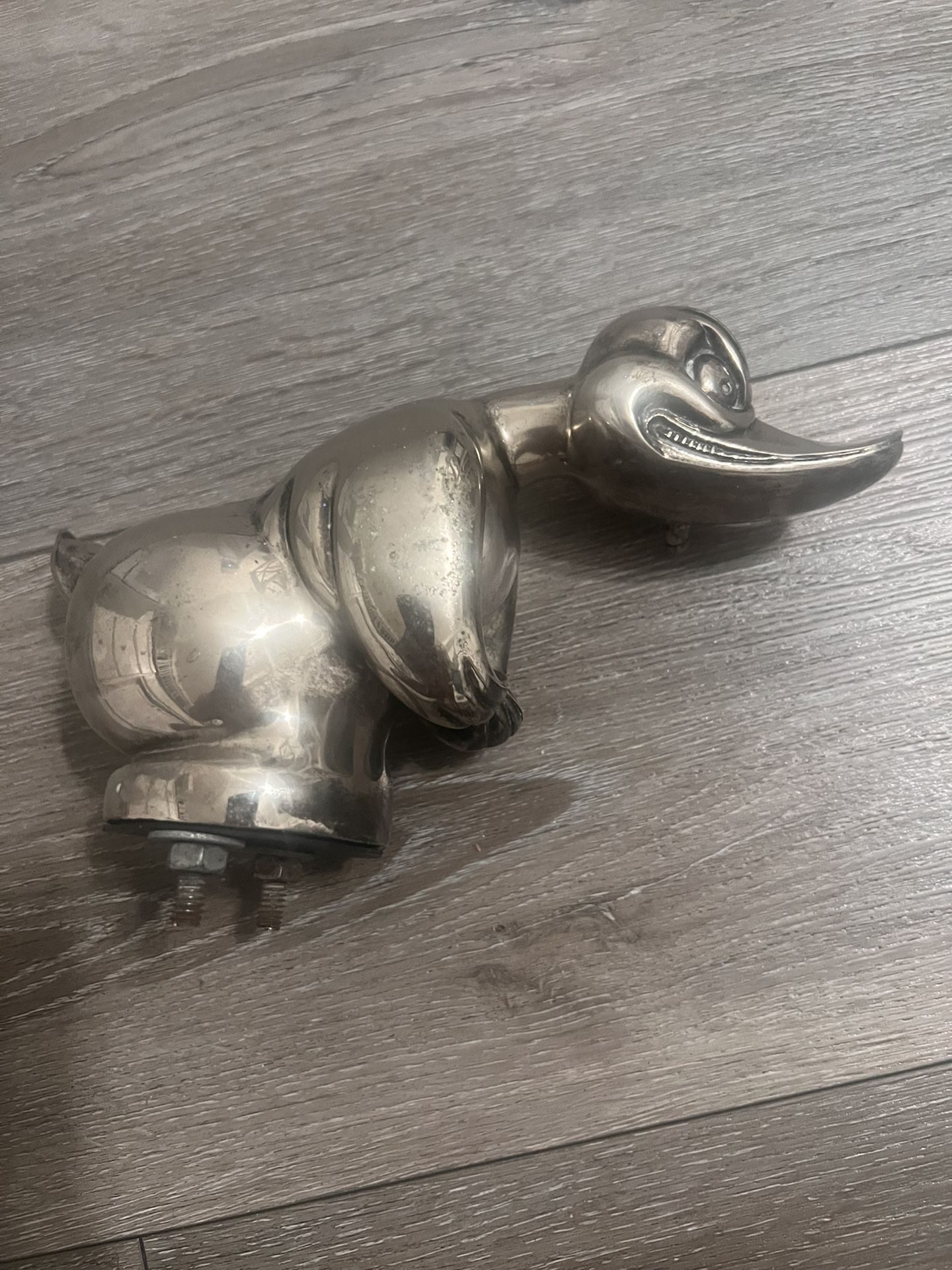 Vintage Angry Duck Hood Ornament Chrome