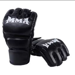 1 Pair Of Pu Boxing Gloves Mma Gloves Half Finger Sandbag Taekwondo Muay Thai Gloves Professional Boxing Training Equipment