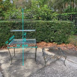 Hooker Iron W/ Gold Leaves 76”t x 39”w Etegere, Bakery/plant Stand, Bookshelf With Glass Shelves