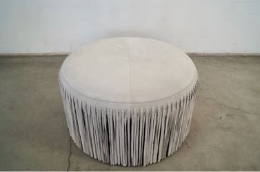 Round Leather Suede Coffee Table / Ottoman by Made Goods