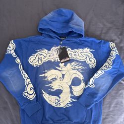 Brand New Hellstar “30” Blue Hoodie Big 30 Graphic Sleeve Prints