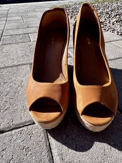 Coach Cognac Leather wedge Sandal 8.5