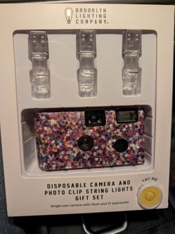 Brooklyn Lighting Company Disposable Camera And Photo Clip String Light Gift Set