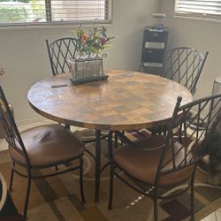 Kitchen Table - Stone And Wrought Iron