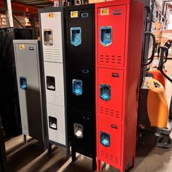 On Sale!! New 66” Assembled Metal Locker 3 Doors for Employee Gym Locker 3 Tier Shelves Storage Locker in