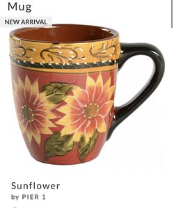 Pier 1 Set et of 5 Sunflower Mugs