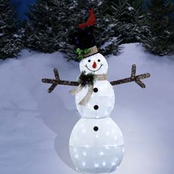 Beautiful NEW 5 FOOT TALL Snowman With LED Lights (Some Twinkle), Top Hat, Scarf, And Bird ‼️NEW UNOPENED BOX 📦‼️ ☃️