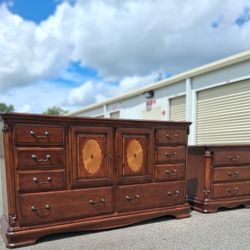 Free Delivery! Grand Cherry Inlay Dresser & Nightstand 