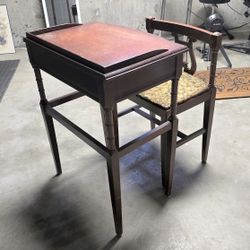 Vintage Mid Century Telephone Side Table with a chair