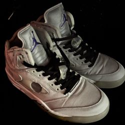 Nike Air Jordan 5 Retro x Off-White in the "Sail" colorway.  