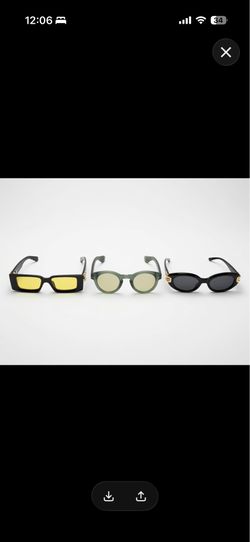 3 Pair Fashion Sunglasses – Black Yellow + Sage + Black | $20