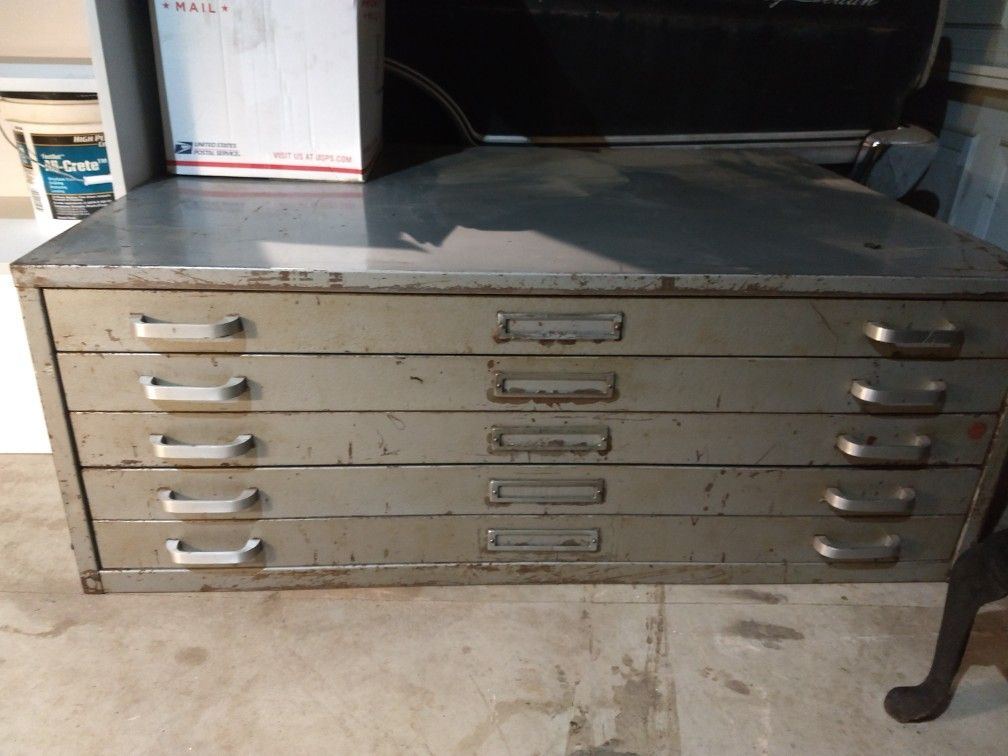 Vintage Stacor 5 drawer flat file cabinet