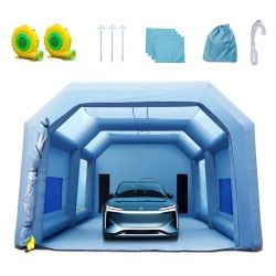 Inflatable Paint Booth, 33x20x13ft Inflatable Spray Booth, High Powerful 950W+1100W Blowers Spray Booth Tent, Car Paint Tent Air Filter System for Car