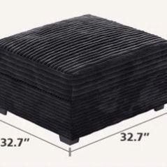 Black Corduroy Ottoman Piece 