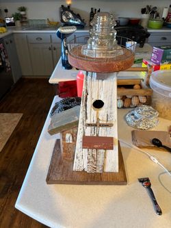 Rustic Wooden Lighthouse Birdhouse