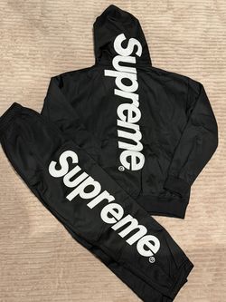 Supreme Black Hoodie and pants Vertical Logo