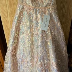 Ellie Wilde Rose Quartz Sequin Gown NWT Size 8 Prom Pageant Ball Dress EW120054