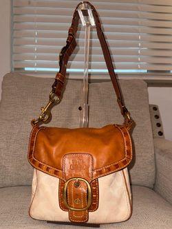 Coach Bleecker Signature Flap Bag in Resort White & Whiskey 11585