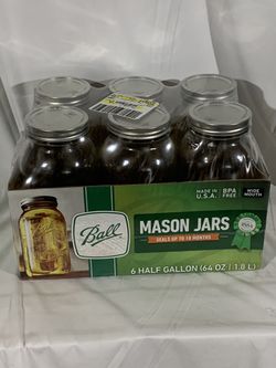Brand new wide mouth 64oz mason jars