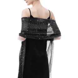 Sparkling Metallic Chiffon Shawls and Wraps for Evening Party Dresses Wedding Party Elegant