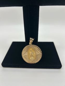 14K Gold Virgin Mary Pendant