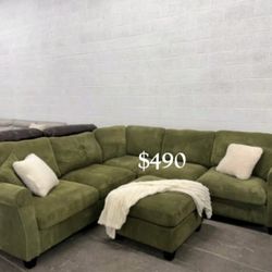 Stylish 4-Pc Corduroy Sectional Sofa Sets With Ottoman 
