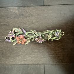 Mezuzah - Engraved Colorful Flowers. Rhinestones 