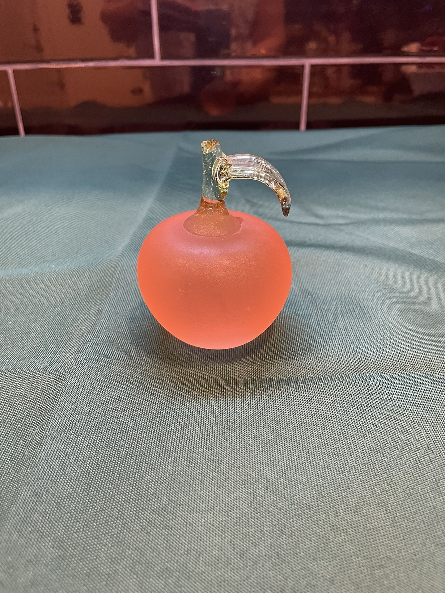 Vintage Pink Satin Opaque Peach Paperweight 