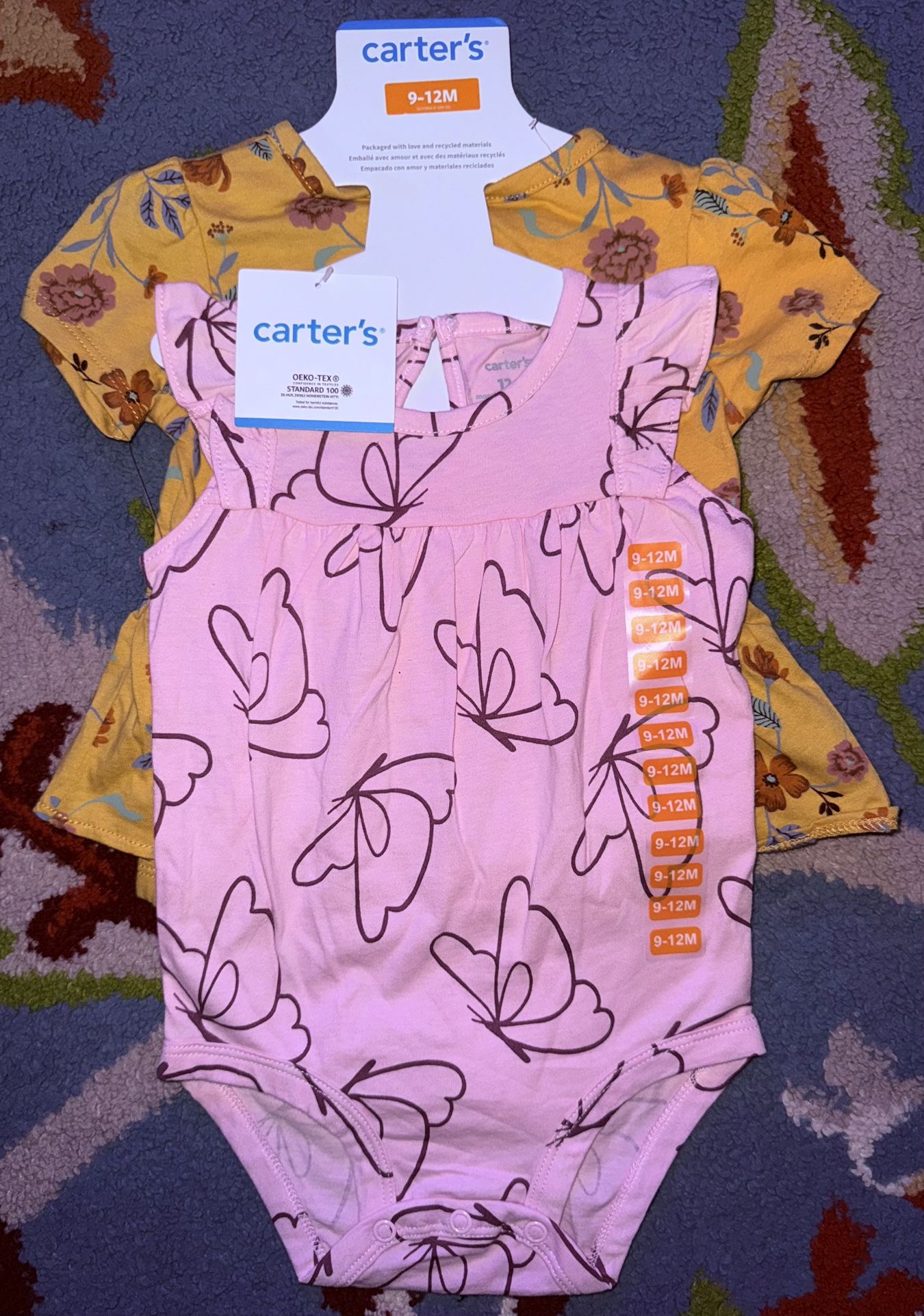 Carter’s Baby Girl (2 Pc) Bodysuits *SIZE 9-12 M*