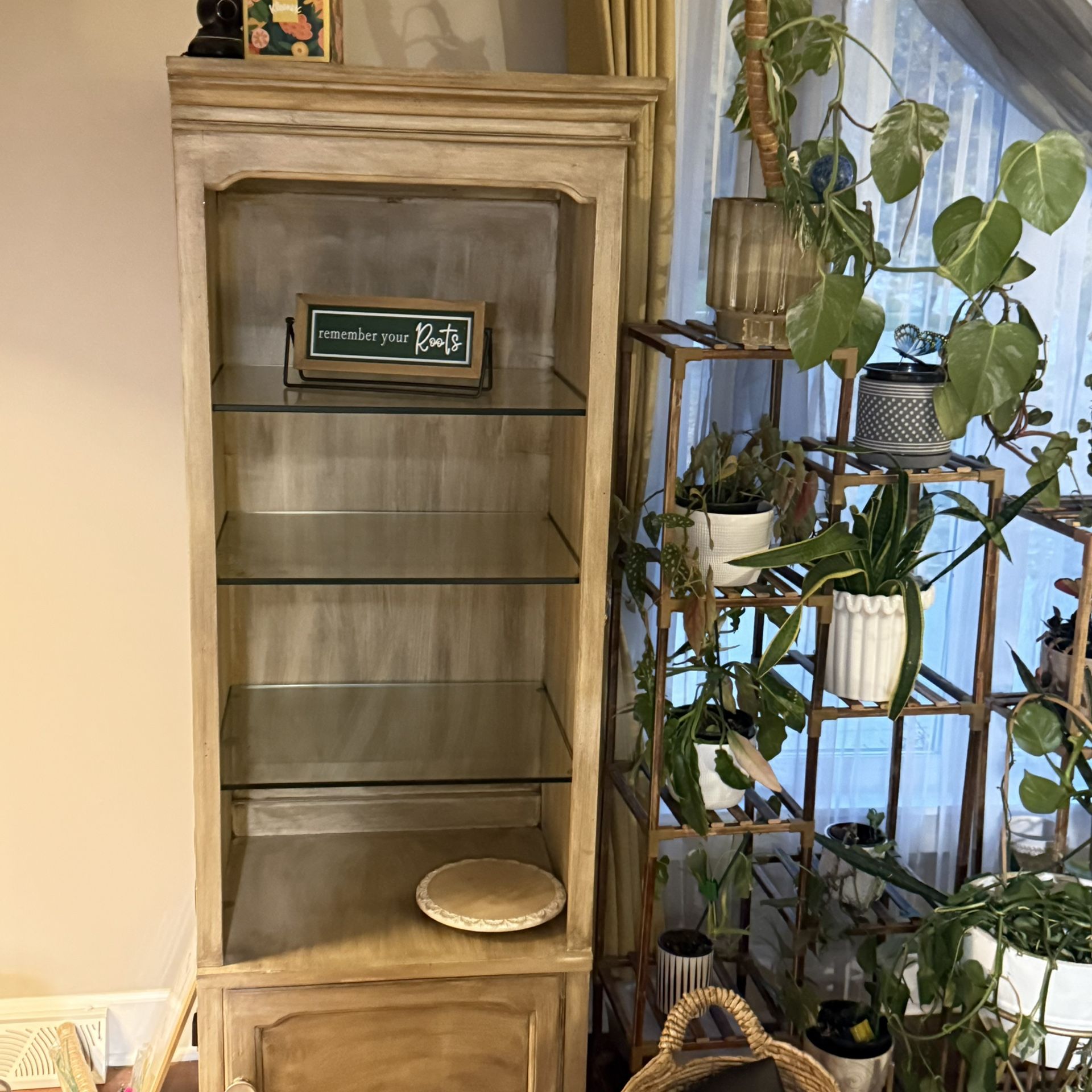 Curio Unit With Storage Below And glass shelves 