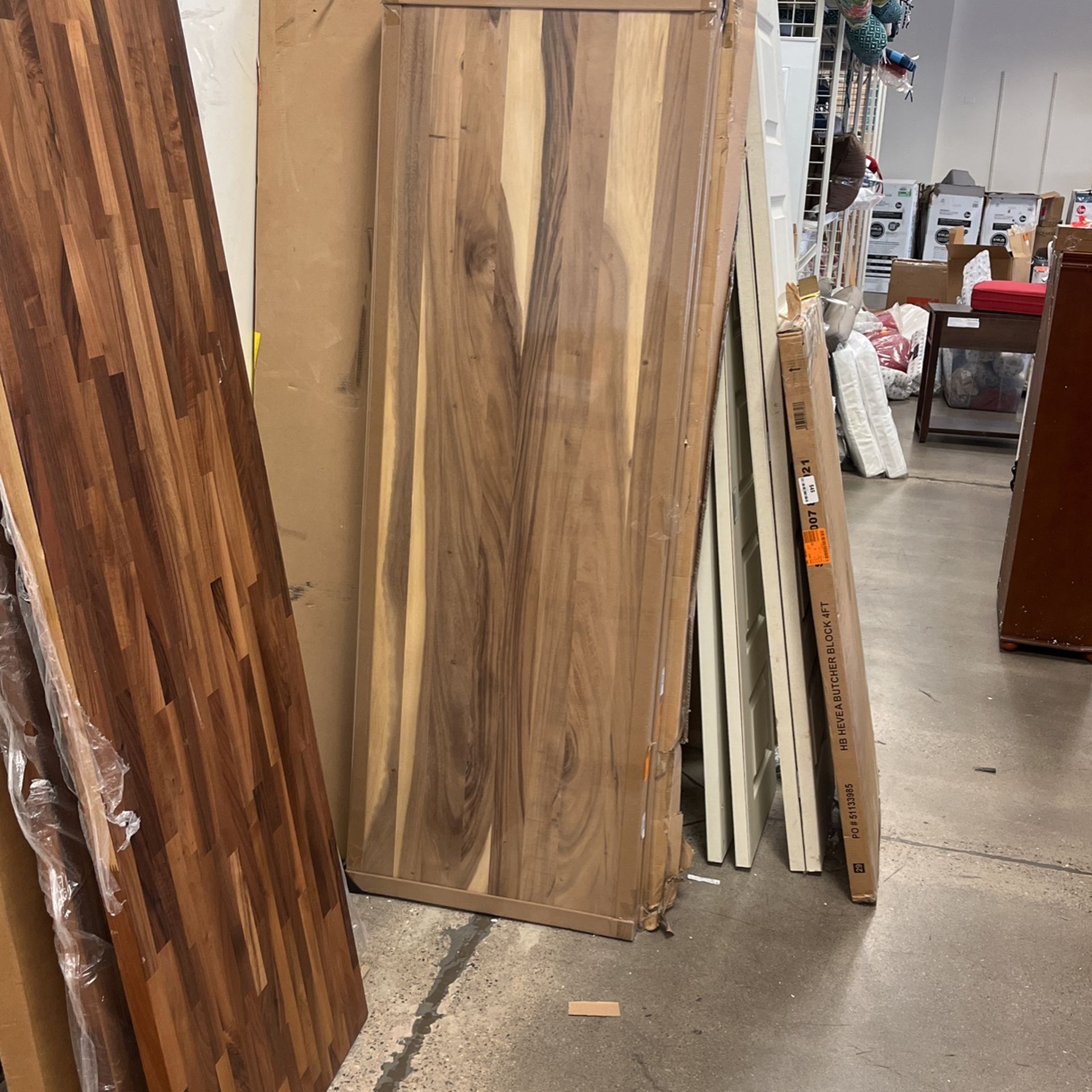 HARDWOOD REFLECTIONS 6 ft. L x 25 in. D Unfinished Saman Solid Wood Butcher Block Countertop With Live Edge
