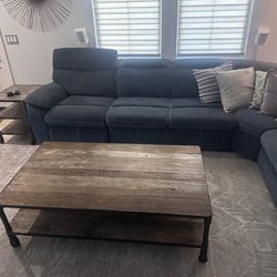Restoration Hardware Cast Iron Coffee Table w/ Matching Side Table 