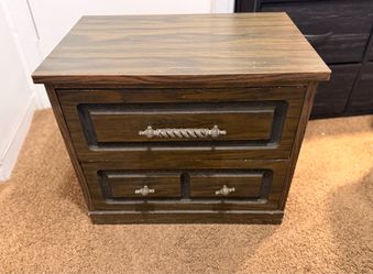 Vintage Dark Wood Nightstand / End Table with Storage – $30 OBO