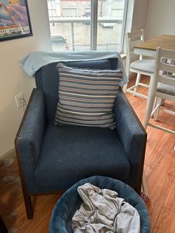 Navy Blue Upholstered Accent Armchair
