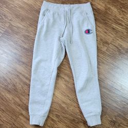 Champion Sweatpants Men Small Adult Gray Jogger Pants Outdoors Big Logo Fleece