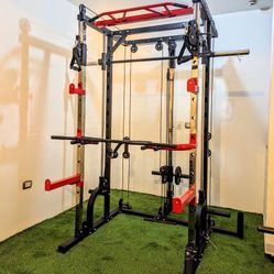 NEW GOLIATH Smith Machine With Pulley System  Add Straight Barbell, Bench  , Attachments For Your Weights 
