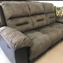 Slate Reclining Sofa Couch 