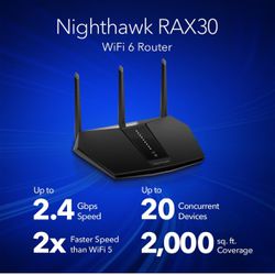 Netgear Nighthawk AX2400 Dual Band Router, Black (RAX30-100NAS)