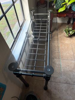 Metal and glass sofa table/tv stand