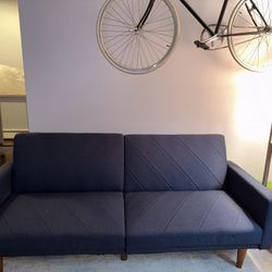 Blue Fabric Futon Sofa 