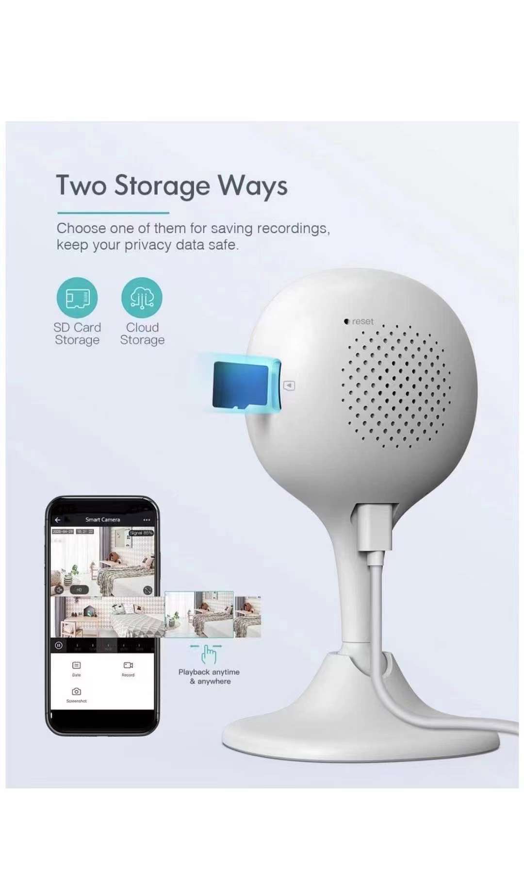 Security Camera Indoor, 1080P WiFi Camera for Baby/Pet/Nanny Motion Detection, Night Vision, Two-Way Audio, Compatible with Alexa/Cloud Service