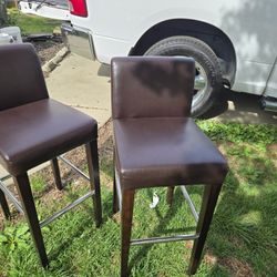 2 Brown Bar Stools,  30 Inches Tall