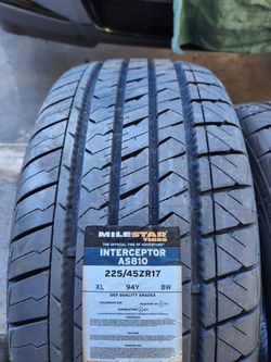 225/45/17 milestar set NEW